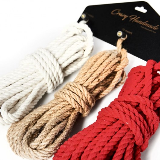 Набор из 3 разноцветных веревок для шибари - Crazy Handmade - купить с доставкой в Невинномысске
