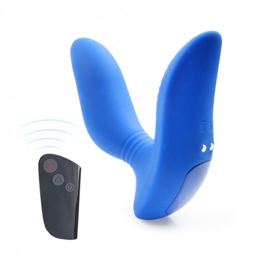 Синий вибромассажер простаты 3,5’’ Remote Control Curve P-spot Massager - 12 см. - Erokay - в Невинномысске купить с доставкой