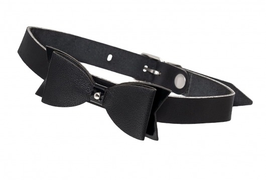 Черный кожаный чокер с бабочкой - Pecado - купить с доставкой в Невинномысске