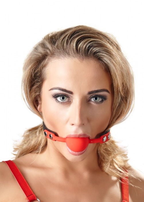 Силиконовый кляп-шар на чёрных ремешках Red Gag silicone - Orion - купить с доставкой в Невинномысске