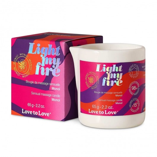 Массажная свеча Light My Fire с ароматом моной - 80 мл. - Love to Love - купить с доставкой в Невинномысске