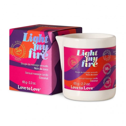 Массажная свеча Light My Fire Coconut с ароматом кокоса - 65 гр. - Love to Love - купить с доставкой в Невинномысске
