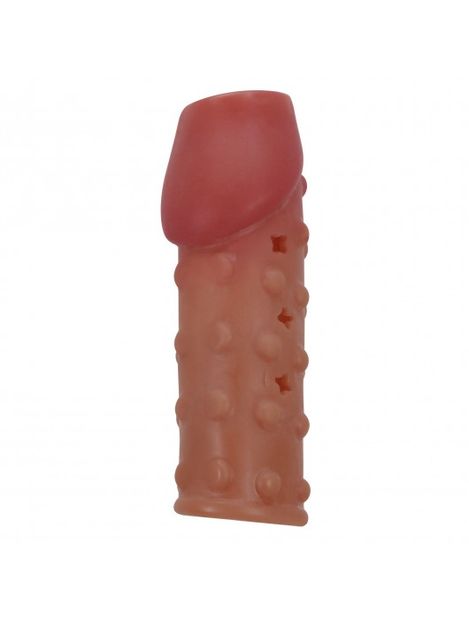 Телесная открытая насадка на пенис с бугорками - 19,8 см. - Baile - в Невинномысске купить с доставкой