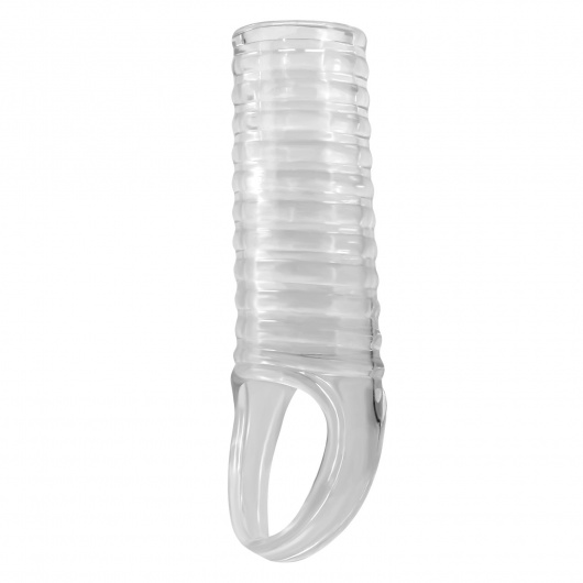 Прозрачная насадка на пенис с ребрышками и подхватом мошонки - Baile - в Невинномысске купить с доставкой