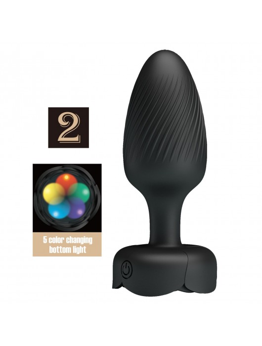 Черная анальная вибропробка с подсветкой Varian - 10,8 см. - Baile