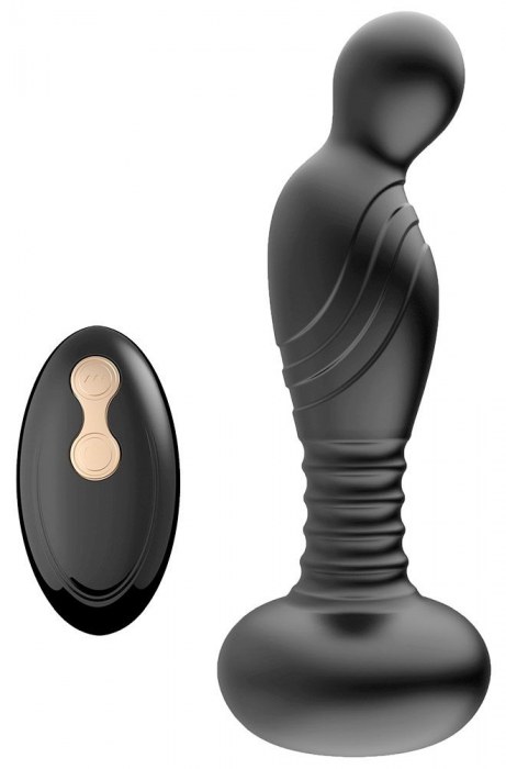 Черный массажер простаты с вибрацей и возвратно-поступательными движениями - Boys of Toys - в Невинномысске купить с доставкой