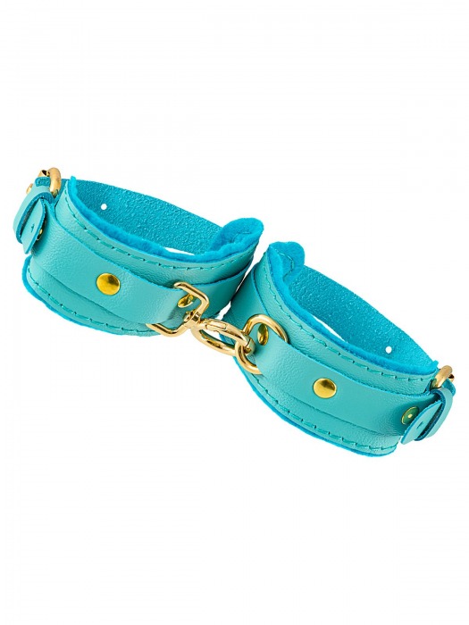 Голубые двуслойные кожаные оковы - Pecado - купить с доставкой в Невинномысске