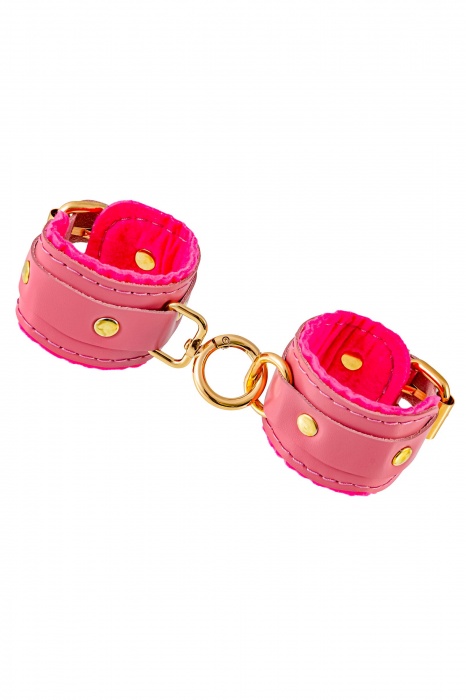 Розовые двуслойные кожаные наручники-браслеты - Pecado - купить с доставкой в Невинномысске