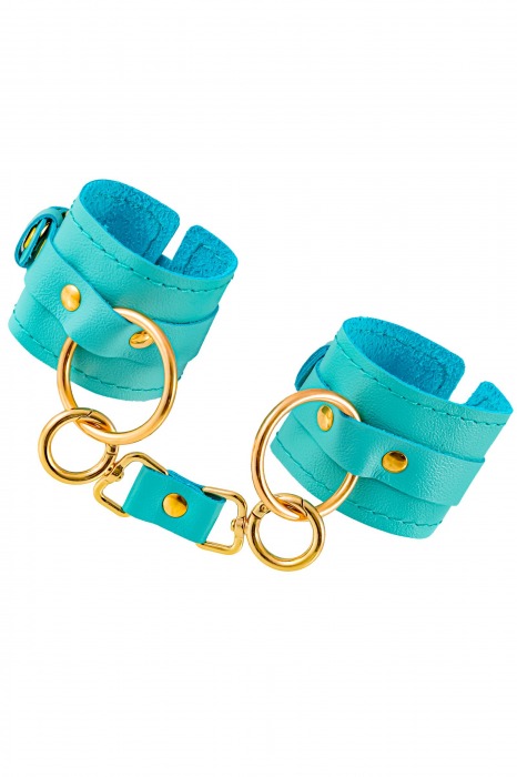Голубые однослойные кожаные наручники - Pecado - купить с доставкой в Невинномысске
