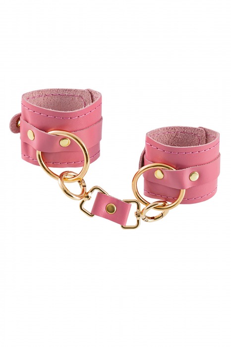 Розовые однослойные кожаные наручники - Pecado - купить с доставкой в Невинномысске