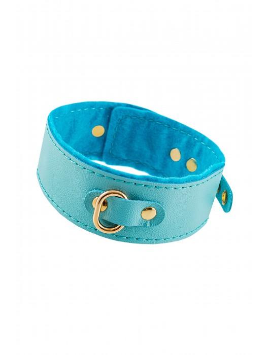 Голубой двуслойный кожаный ошейник с подкладкой из фетра - Pecado - купить с доставкой в Невинномысске