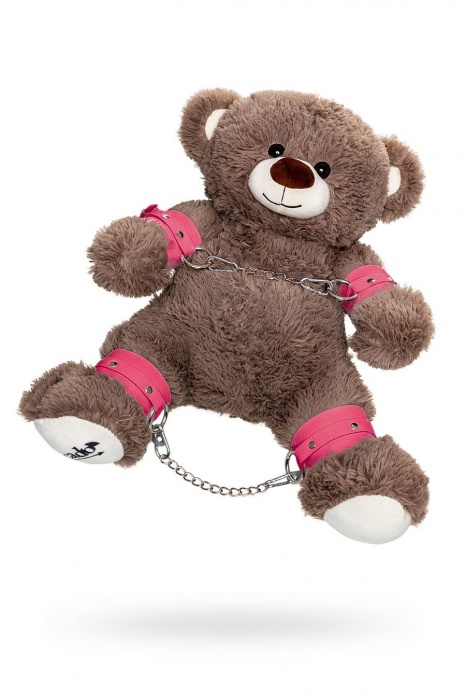 Бондажный набор: бурый мишка с розовыми оковами и наручниками - Pecado - купить с доставкой в Невинномысске