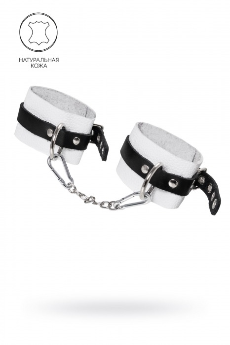 Бело-черные мягкие оковы с одним ремешком и люверсами - Pecado - купить с доставкой в Невинномысске