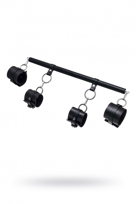 Черная распорка с 4 манжетами для рук и ног - Pecado - купить с доставкой в Невинномысске