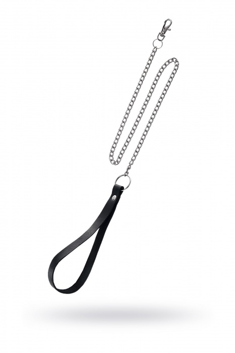 Поводок с ручкой из черной натуральной кожи и карабином для ошейника - Pecado - купить с доставкой в Невинномысске
