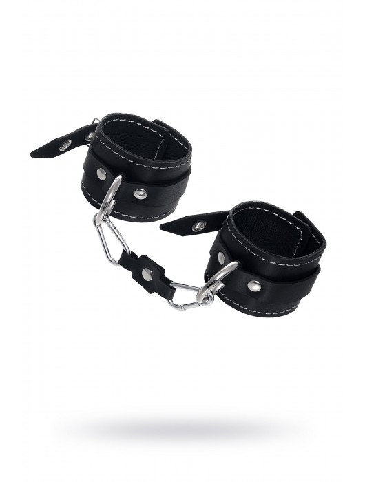 Черные двухслойные наручники с белой строчкой - Pecado - купить с доставкой в Невинномысске
