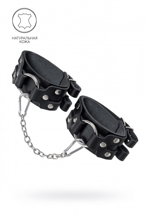 Черные кожаные оковы с двумя ремешками - Pecado - купить с доставкой в Невинномысске