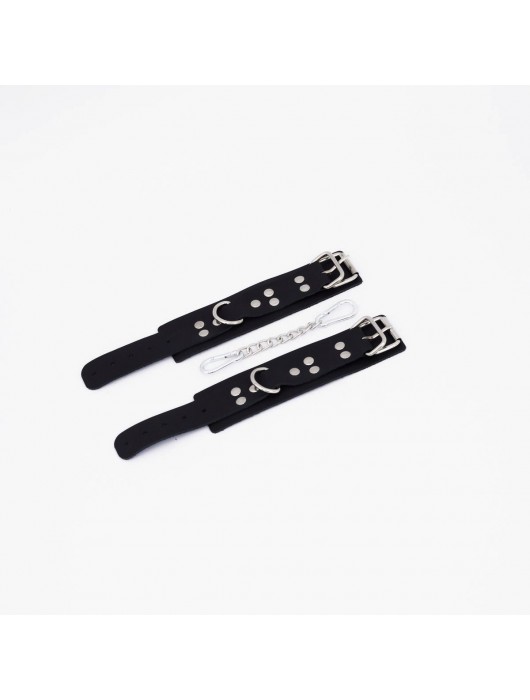 Черные кожаные наручники с регулируемыми ремешками - Crazy Handmade - купить с доставкой в Невинномысске