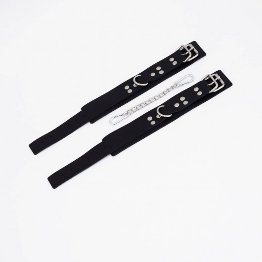 Черные кожаные оковы с регулируемыми ремешками - Crazy Handmade - купить с доставкой в Невинномысске