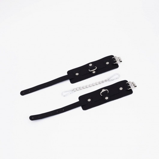 Черные кожаные оковы с хромированной фурнитурой - Crazy Handmade - купить с доставкой в Невинномысске