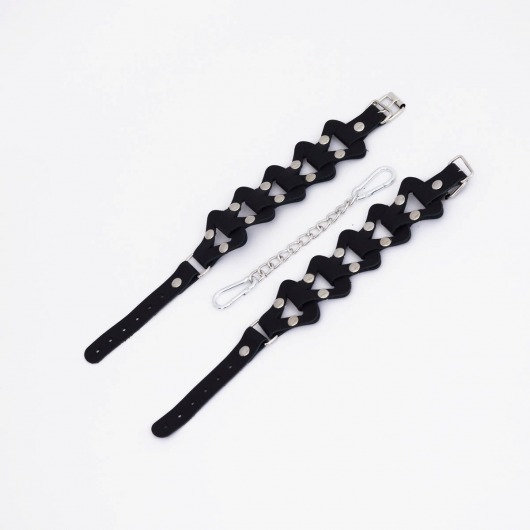 Черные кожаные наручники из звеньев - Crazy Handmade - купить с доставкой в Невинномысске