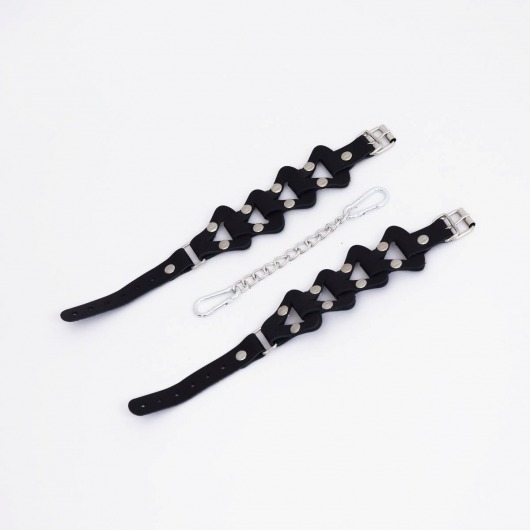 Черные кожаные оковы из звеньев - Crazy Handmade - купить с доставкой в Невинномысске