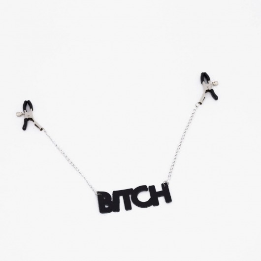 Зажимы на соски с кожаной подвеской Bitch - Crazy Handmade - купить с доставкой в Невинномысске