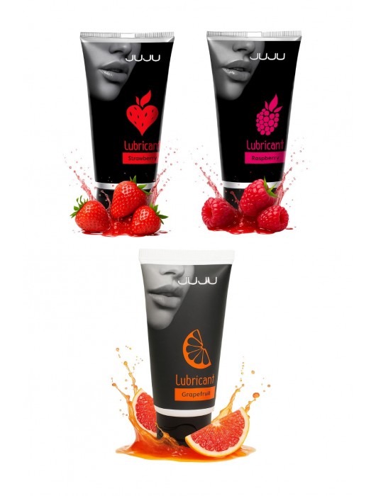 Набор из 3 съедобных лубрикантов JUJU (клубника, малина, грейпфрут) - JuJu - купить с доставкой в Невинномысске