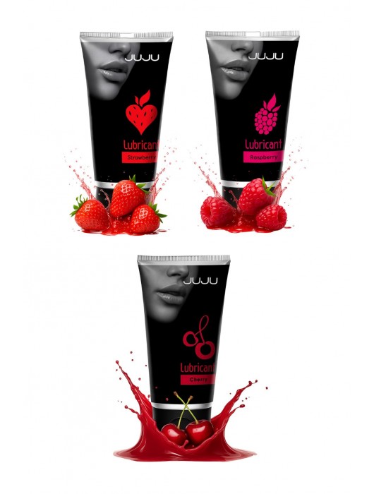 Набор из 3 съедобных лубрикантов JUJU (клубника, малина, вишня) - JuJu - купить с доставкой в Невинномысске