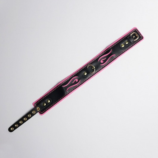 Черно-розовый ошейник с золотистой фурнитурой - Crazy Handmade - купить с доставкой в Невинномысске