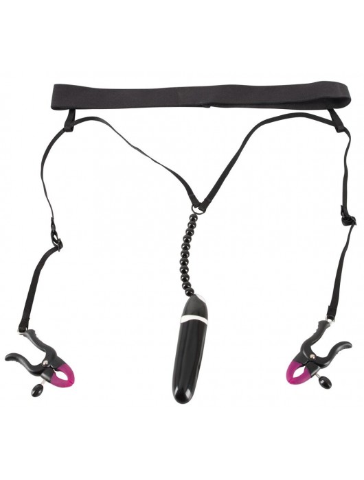 Женские вибростринги с зажимами для половых губ Spreader String with Vibrator - Orion - купить с доставкой в Невинномысске