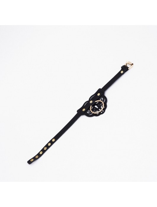 Черный чокер с клепками и золотистой фурнитурой - Crazy Handmade - купить с доставкой в Невинномысске