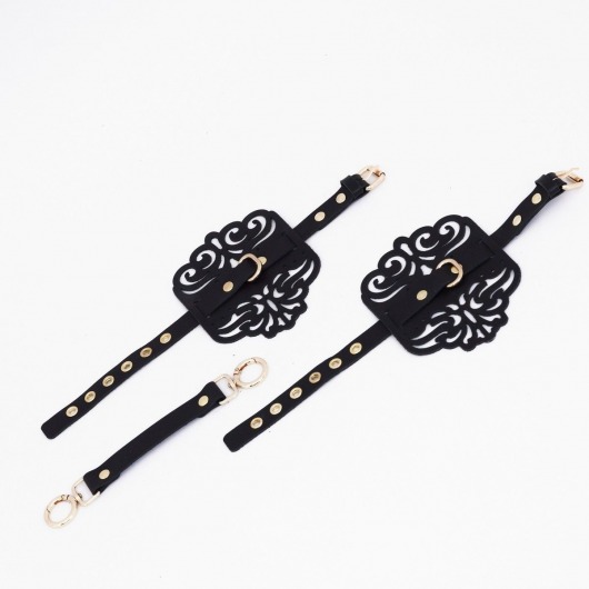 Черный фигурные оковы с золотистой фурнитурой - Crazy Handmade - купить с доставкой в Невинномысске