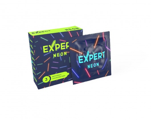 Светящиеся в темноте презервативы Expert Neon - 3 шт. - Expert - купить с доставкой в Невинномысске