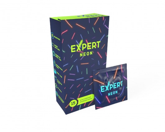 Светящиеся в темноте презервативы Expert Neon - 15 шт. - Expert - купить с доставкой в Невинномысске