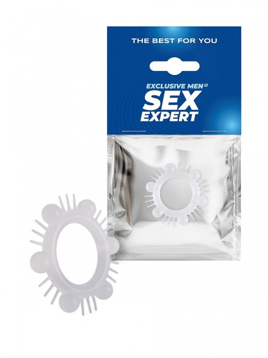 Эластичное эрекционное кольцо с шипиками и шариками - Sex Expert - в Невинномысске купить с доставкой