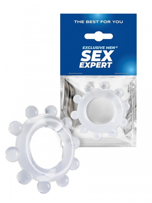 Прозрачное эрекционное кольцо со стимулирующими шариками - Sex Expert - в Невинномысске купить с доставкой