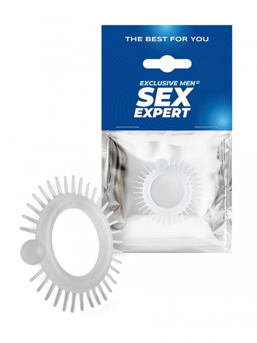 Эластичное эрекционное кольцо с шипиками и шариком - Sex Expert - в Невинномысске купить с доставкой