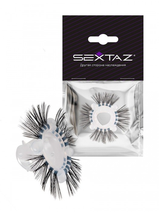 Эластичное эрекционное кольцо с черными «ресничками» - Sextaz - в Невинномысске купить с доставкой
