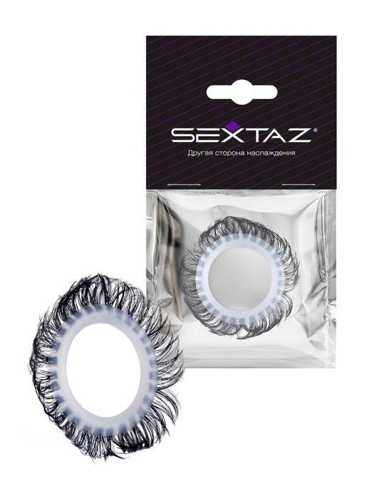 Эластичное эрекционное колечко с черными «ресничками» - Sextaz - в Невинномысске купить с доставкой