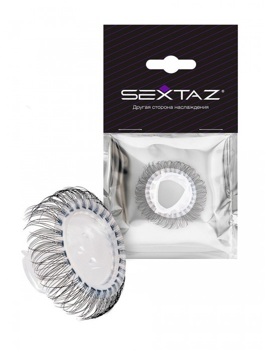 Эластичное эрекционное кольцо с длинными черными «ресничками» - Sextaz - в Невинномысске купить с доставкой