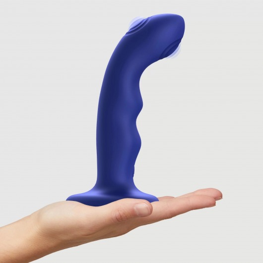 Синяя насадка-стимулятор Strap-On-Me Tapping Dildo Wave - Strap-on-me - купить с доставкой в Невинномысске