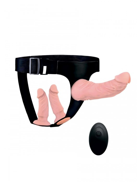 Женский страпон с 3 насадками и вибрацией - Erowoman-Eroman - купить с доставкой в Невинномысске
