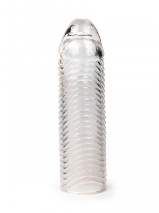 Прозрачная закрытая насадка на пенис с ребрышками - 16 см. - Sex Expert - в Невинномысске купить с доставкой