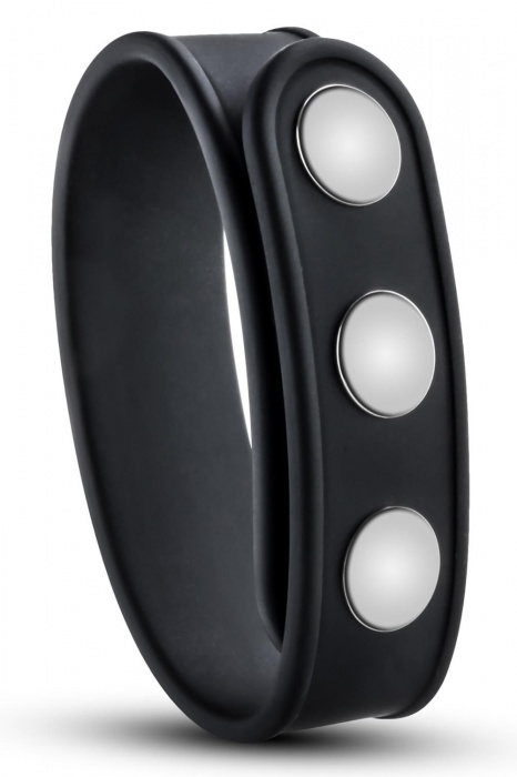 Черное эрекционное кольцо на кнопках - Blush Novelties - в Невинномысске купить с доставкой