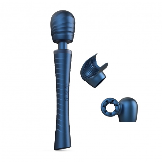 Синий вибромассажёр с насадками Man.wand Edgy - Manwan - в Невинномысске купить с доставкой