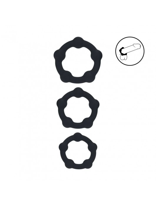 Набор из 3 эрекционных колец Beaded Silicone Cockring Set - Shots Media BV - в Невинномысске купить с доставкой