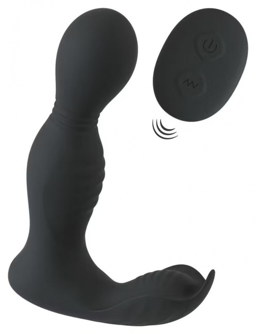 Черная анальная пробка с вибрацией, вращением и пультом ДУ RC Butt Plug with 2 Functions - Orion - в Невинномысске купить с доставкой