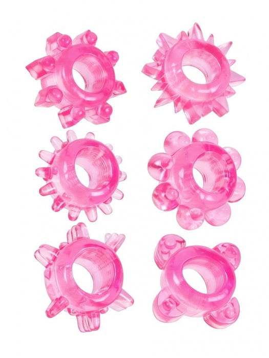 Набор из 6 розовых эрекционных колец с различным рельефом - Erowoman-Eroman - в Невинномысске купить с доставкой