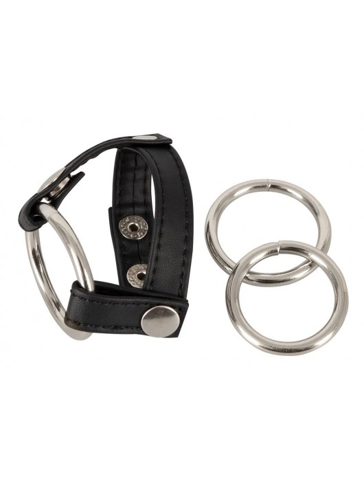 Подхват для мошонки с 3 съемными эрекционными кольцами Leder-Riemen - Orion - в Невинномысске купить с доставкой